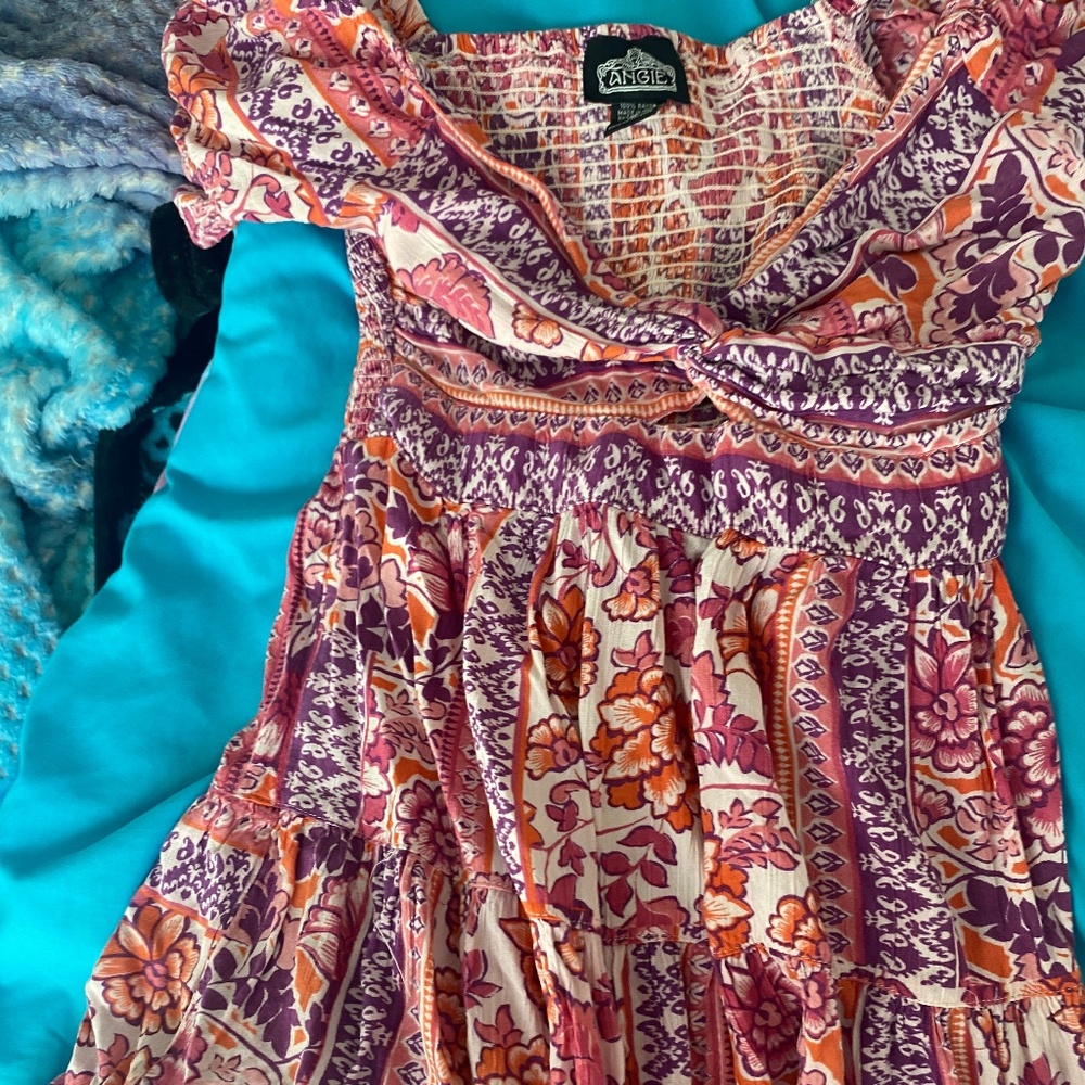 Multicolor floral peasant dress